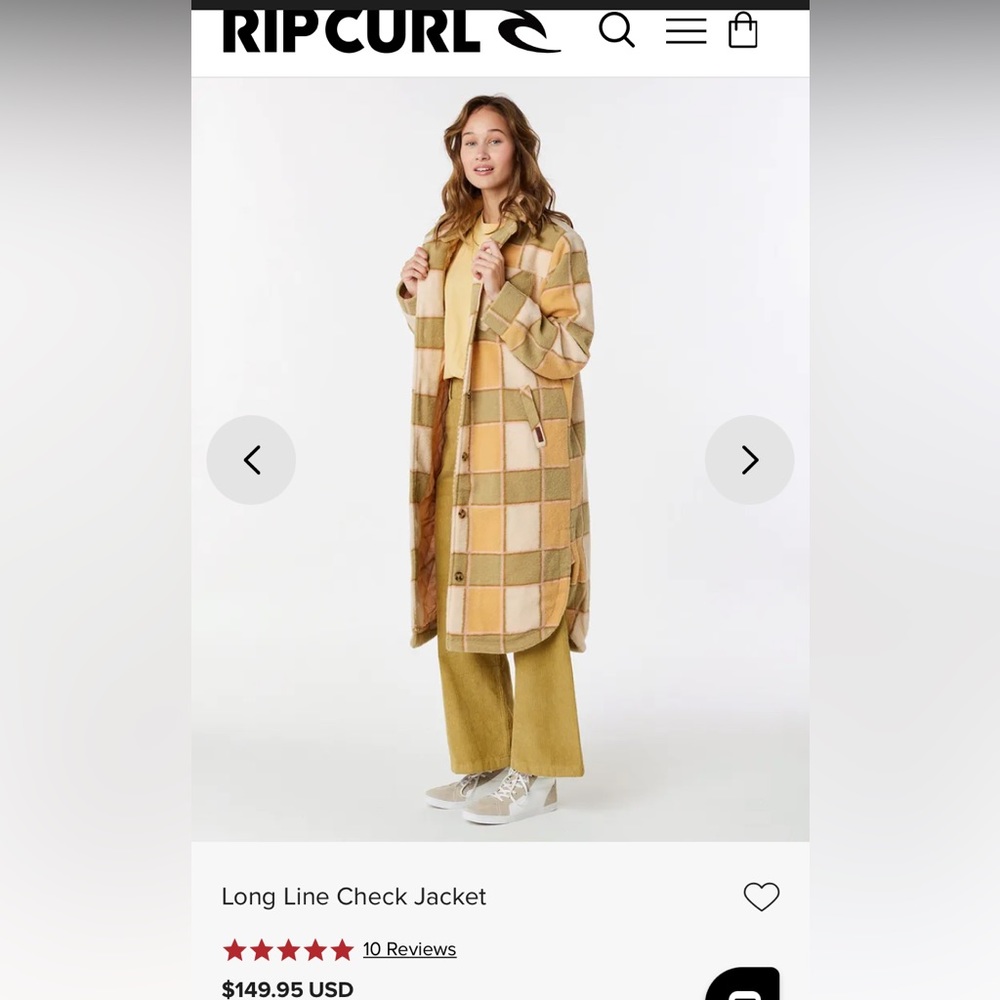 Ripcurl long line check jacket